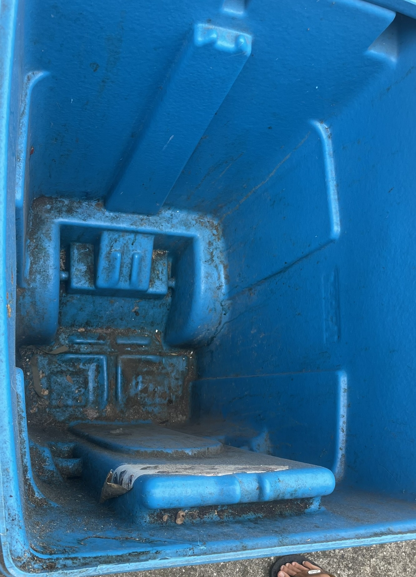 Dirty Blue Recycling Bin